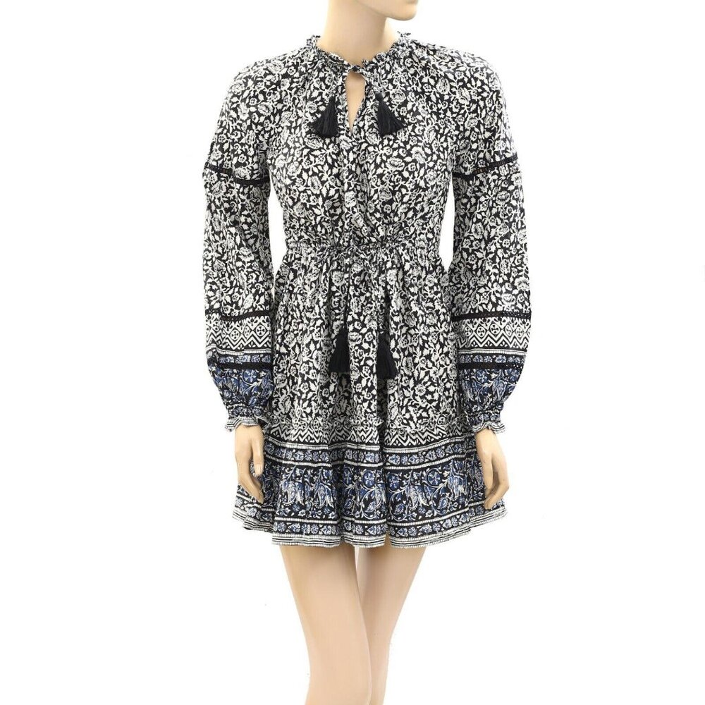 Veronica Beard Danica Mini Dress Floral Printed Crochet Ladder Lace XS 274597